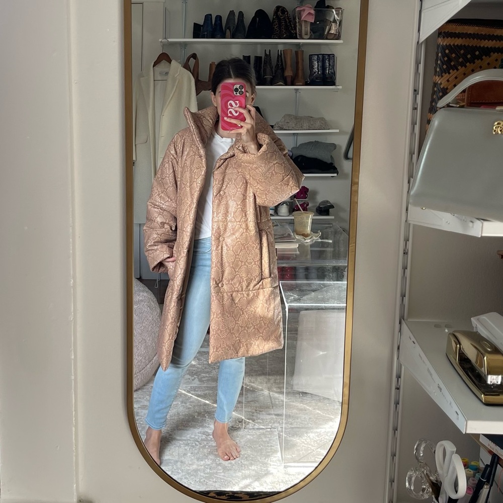 Nanushka Vegan Leather Puffer Long Coat